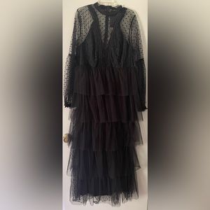 Tulle Layered High Neck Maxi